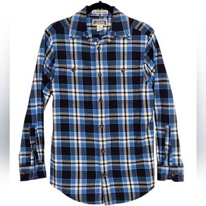 Blue Plaid Button Down Shirt- Duluth Trading Co Mens Small, Slim Fit